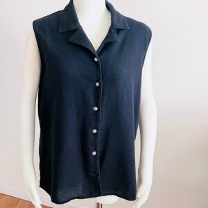 Notations Black Sleeveless Button Down Top (L) Excellent Condition